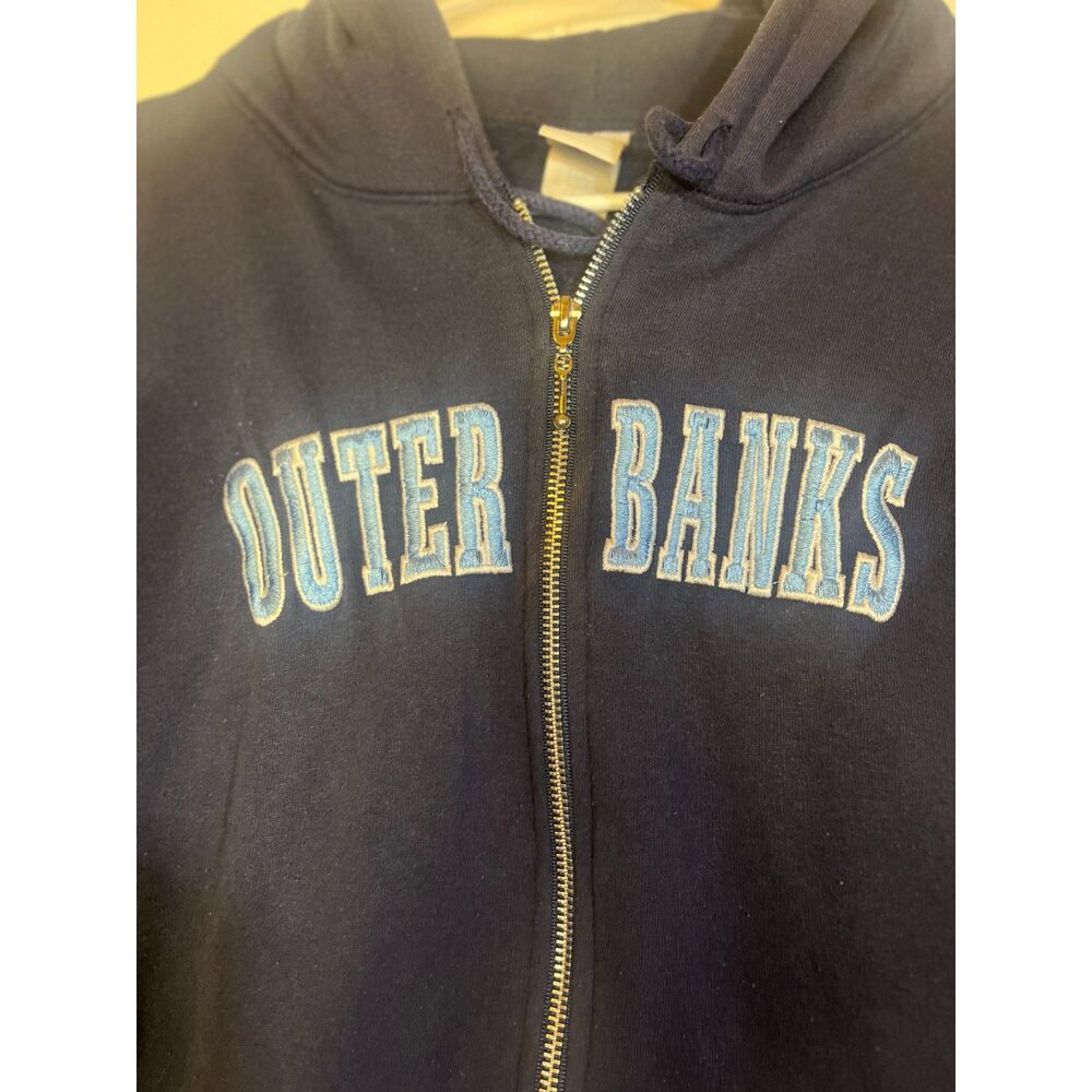 Vintage Outer Banks NC Zip-Up Hoodie Navy